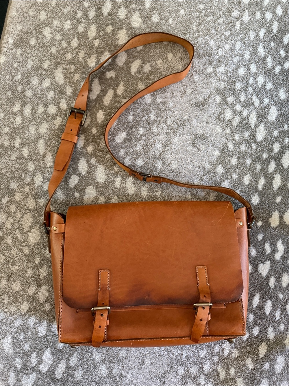 Limited Edition Fossil Leather Messenger Bag in Cognac Brown - #32 of 50
